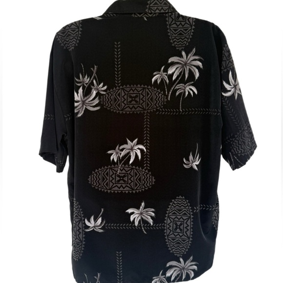 Silver Point Hawaiian Short Sleeve Shirt – Black & Gray Palm Print – Size Large - Picture 4 of 9